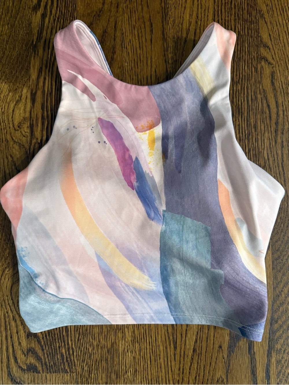 Athleta XS Women's Abstract Print Crop Tank Top - Pastel Multi